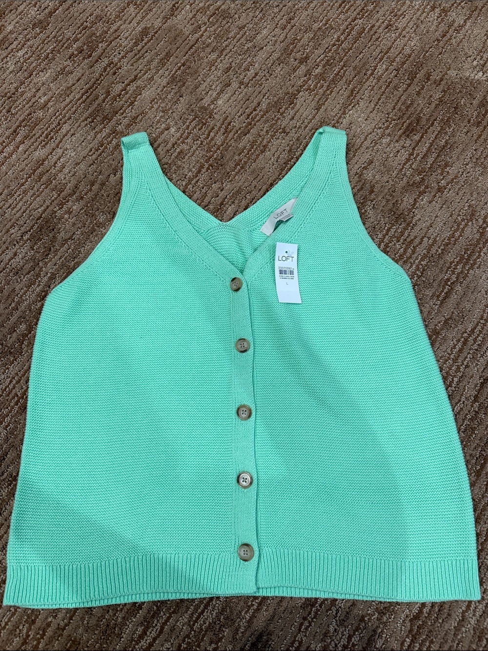 LOFT Mint Green Button-Front Knit Tank